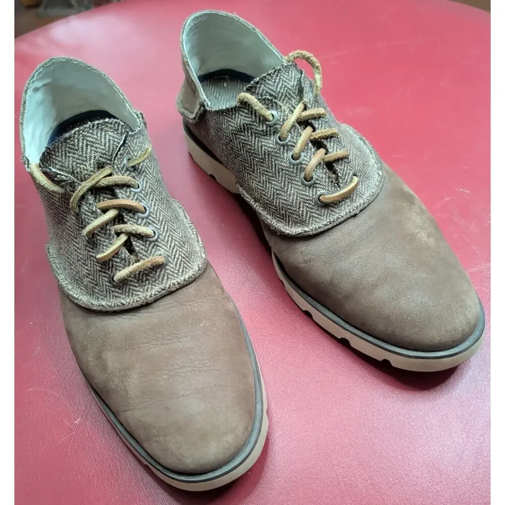 SPERRY TOP SIDER  Mens Cloud Boat Oxfords Suede Leather Herringbone Fabric 11.5M